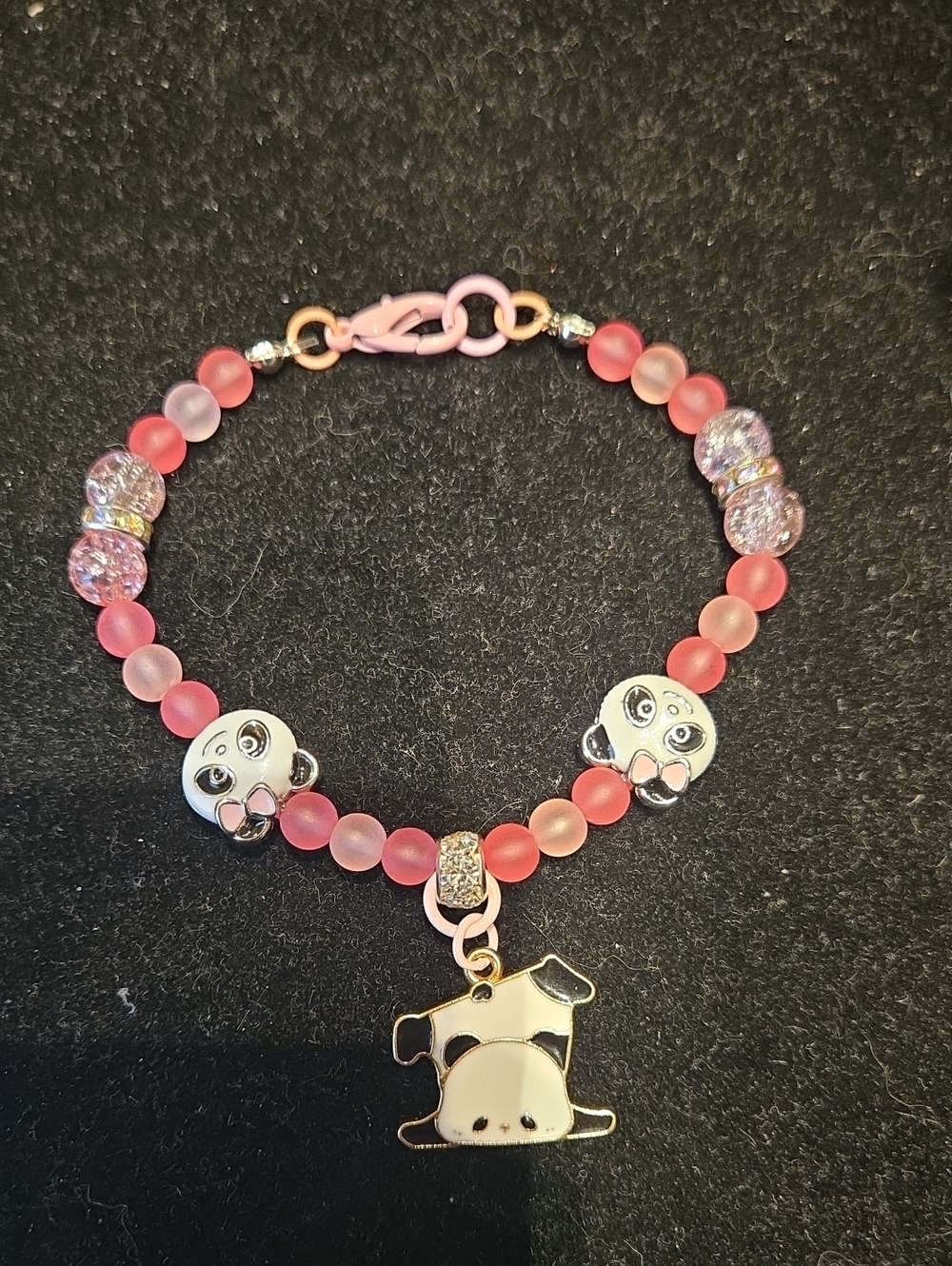 Kids Pink Panda Charm Bracelet - Cute Panda Pendant